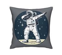 Pillow Cover Astronaut Making A Pose On Moon Universe Theme Cartoon Hand Drawn Painting Cushion Case Comforts Cushion Covers Breathable Throw Pillows Case For Bedroom Livingroom Home 45X45 CM