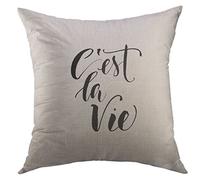 Pillow Cover Black Word C'Est La Vie It'S Life In French Lettering Ink Modern Brush Calligraphy White Phrase H Throw Pillows Case Breathable Cushion Case For Bed Chair Bedroom Home 45X45 Cm