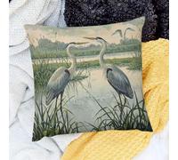 Pillow Cover Blue Heron By The River Animal Birds Set Of 2 Decorative Throw Pillow Covers For Sofa Outdoor Bench