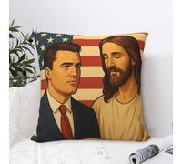 Pillow Cover Charlie Kirk And Jesus Design Cushion Cover Retro Trendy Pillow Case For Office Car Home Decorative Pillowcases