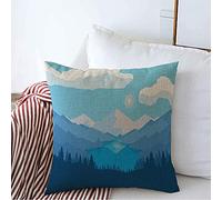 Pillow Cover Clouds Landscape River Scene Nature Adventure Countryside Drawing Ecology Environment Exploration Pillowcases Luxury Cushion Case For Sofa Bed Chair 45X45 CM
