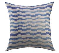 Pillow Cover Colorful Abstract Watercolor Blue Indigo Waves Strips For Ink Craft Ceramics White Boat Bright Cushion Covers Comforts Throw Pillows Case For Bed Chair Sofa Home 45X45 Cm