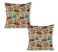 Pillow Cover Colorful Sports Cars Funny Race Vehicle Set Of 2 Soft Cushion Covers For Office Decor Livingroom