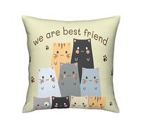Pillow Cover Cute Cats Kitten Animal Paws We Are Best Friend Cartoon Design Cushion Case Comforts Pillow Protectors Premium Throw Pillows Case For Couch Livingroom Bed Chair 45X45 CM
