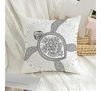 Pillow Cover Decorative Square Pillowcase Soft Pattern Coloring Book Pages Animals Wildlife Turtle Adult Animal Monochrome Outline Flower Life Cushion Case for Sofa Bedroom Car 18x18 Inch