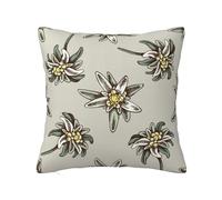 Pillow Cover,Decorative Throw Pillowcase Soft Cushion Covers 30x30 cm for Bedroom Sofa,Seamless Pattern With H And Drawn Colored Edelweiss