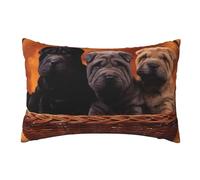 Pillow Cover,Decorative Throw Pillowcase Soft Cushion Covers 50x76 cm for Bedroom Sofa,Shar Pei Black Puppy Small Dogs Gray Puppy Pets