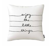 Pillow Cover Enjoy The Little Thing Pillowcase 18X18 Inches Cotton Linen Zipper Cushion Case