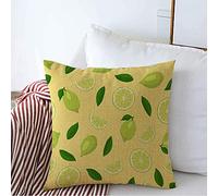 Pillow Cover Fruit Green Water Abstract Cute Painted Limes Lime Yellow Artistic Slice Botanical Color Cookbook Pillow Protectors Super Soft Cushion Covers For Couch Bed Chair 45X45 CM