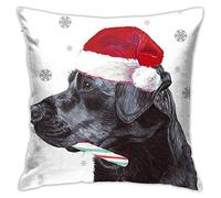 Pillow Cover,Labrador Retriever Black Dog Christmas Lab Decorative Throw Pillowcase Soft Cushion Covers 40x40 cm for Bedroom Sofa