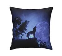Pillow Cover Midnight Wolf Howl With Moon Purple Design Cushion Covers Breathable Pillow Protectors Washable Throw Pillows Case For Sofa Bed Chair Home 45X45 CM