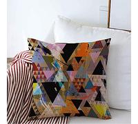 Pillow Cover Mixed Oil Abstract Creative Paint Strokes Texture Splashes Vintage Triangles Design Cushion Case Decorative Pillowcases For Sofa Home 45X45 CM