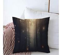 Pillow Cover Night Path Woods Magical Sunset Nature Trees Parks Gloomy Sunrise Park Fog Misty Cushion Covers Comforts Pillowcases For Livingroom Home 45X45 CM