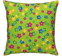 Pillow Cover Overlapping Colorful Flowers Nature Cute Little Green Painting Cushion Covers Cozy Pillow Protectors Super Soft Throw Pillows Case For Couch Livingroom Bed Chair 45X45 CM