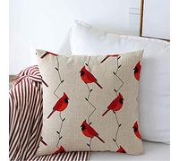 Pillow Cover Pattern Bird With Drawing Color Abstract Red Winter Cardinal Branches Textures Throw Pillows Case Comforts Cushion Covers For Bed Chair Sofa 45X45 CM