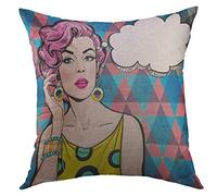 Pillow Cover Pop Of Girl The Speech Bubble Party Birthday Hollywood Movie Star Woman Sexy Lady Magazine Pillow Protectors Washable Throw Pillows Case For Livingroom Couch Sofa 45X45 Cm