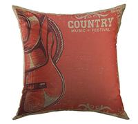 Pillow Cover Red Festival Western Country Music With American Cowboy Hat Guitar On Vintage Ranch Throw Pillow Case Easy Care Cushion Covers Anti Wrynkle Pillow Protectors For Modern 45x45 cm
