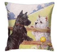 Pillow Cover,Scottish Terrier Dog West Highland Terrier Decorative Throw Pillowcase Soft Cushion Covers 45x45 cm for Bedroom Sofa