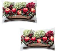 Pillow Covers 20x28 Inch Set of 2 Velvet Decorative Cushion Covers Fruit Breathable Standard Pillowcase Waterproof Outdoor Decoration Lumbar Cushion Case with Invisible Zipper Bedroom Flower I0P-99