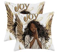 Pillow Covers Christmas Angel African Xmas Black Holiday Joy American Set Of 2 Polyester Decorative Cushion Covers For Bed Sofa Park
