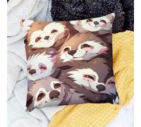 Pillow Covers Faces Drawing Furry Art Set Of 2 Soft Throw Pillow Covers For Family Outdoor Home
