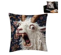 Pillow Covers - Screaming Goat Soft Protector, 17.71x17.71 Inches Square Case, Hilarious Animal Graphic, Fun Couch Decoration, Living Room Sofa Cushion Shell, Home Dorm Accessory (Goat C)