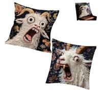 Pillow Covers - Screaming Goat Soft Protector, 17.71x17.71 Inches Square Case, Hilarious Animal Graphic, Fun Couch Decoration, Living Room Sofa Cushion Shell, Home Dorm Accessory (Goat A&C 2 pieces)