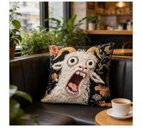 Pillow Covers - Screaming Goat Soft Protector, 45 * 45cm Square Case, Hilarious Animal Graphic, Fun Couch Decoration, Living Room Sofa Cushion Shell for Home Office