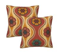 Pillow Covers Set of 2,Retro 60s 70s Floral Decorative Cushion Covers Soft Pillow Cases For Sofa Bedroom Living Room Couch