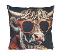 Lesser & Pavey Highland Cow Cushion by Urban Art | Decorative Throw Pillow with Highland Cow Illustration | Soft Furnishing for Sofa or Bed | Rustic Country Style | Gift for Animal and Art Lovers