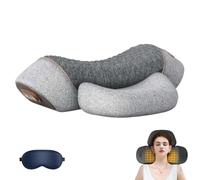 Pillow Massage Neck Hump, 2025 New 3-in-1 Neck Massager Pillows, with Heat Traction Vibration, Memory Foam (Gray,Plug in)