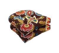 Pillow Perfect 500003 Outdoor Annie Wicker Seat Cushion in Chocolate - Set of 2 - Brown-Turquoise-Gold-Orange-Green