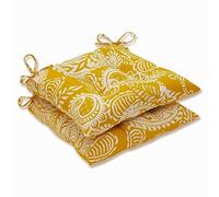 Pillow Perfect Addie Egg Yolk Wrought Iron Seat Cushion (Set of 2, Yellow