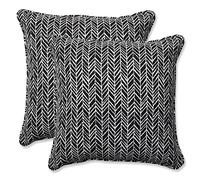 Pillow Perfect Herringbone Night 18.5-inch Throw Pillow (Set of 2, Black, Long x 18.5 inches Wide x 5 inches dee
