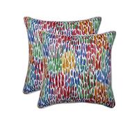 Pillow Perfect Indoor/Outdoor Make It Rain Zinnia 18.5" Throw Pillow (Set of 2), 18.5" x 18.5" x 5", 2 Piece