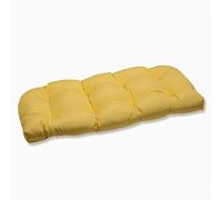 Pillow Perfect Outdoor/Indoor Canvas Buttercup Tufted Loveseat Cushions, 1 Count (Pack of 1), Yellow