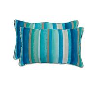Pillow Perfect Outdoor/Indoor Dina Seaside Blue Lumbar Pillows, 2 Count