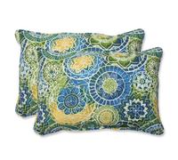 Pillow Perfect Outdoor/Indoor Omnia Lagoon Oversized Lumbar Pillows, 24.5" x 16.5", Blue, 2 Pack