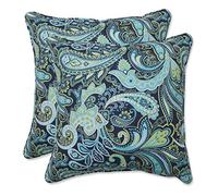 Pillow Perfect Outdoor | Indoor Pretty Paisley Navy 16.5 Inch Throw Pillow, 16.5 X 16.5 X 5, Blue