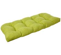 Pillow Perfect Pompeii Solid Indoor/Outdoor Wicker Patio Sofa/Swing Cushion Tufted, Weather and Fade Resistant, 19" x 44", Green