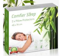 Pillow Protectors 2 Pack 48x74cm - 100% Bamboo, Triple Layer with Zip, Waterproof Pillow Protectors - Soft Breathable, Hypoallergenic & Noiseless