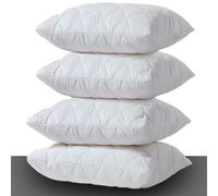 Pillow Protectors 4 Pack Cover White, Anti Allergy Zipped Pillows Protector, Quilted Pillow Case, Machine Washable, Dust & Mite Proof - 50 x 75cm