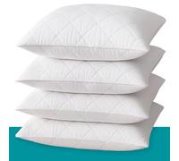 Pillow Protectors 4 Pack, White, Machine Washable Quilted Pillow Covers with Envelope Flap Closure, Breathable, Allergen Protection, Dust & Mite Proof, 48 × 74 cm