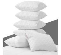 Pillow Protectors 6 Pack Cover White, Anti Allergy Zipped Pillows Protector, Quilted Pillow Case, Machine Washable, Dust & Mite Proof - 50 x 75cm