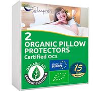 Pillow Protectors 65x65 cm OCS® Certified Organic Cotton, Non-Waterproof, Set of 2, Made in Europe, Breathable and Absorbent Cotton Fleece, Pillow Cover, Envelope Closure