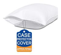 Pillow Protectors with Zipper Queen Size-100% Cotton Pillowcases for Hair and Skin, Comfort Soft Pillow Case Protector for Easy Care, White Pillow Cases Covers with Hidden Zipper, 1 Pack/20X30