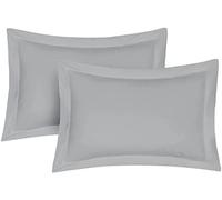 Pillow Shams 2 Pack Oxford Pillowcases, 100% Poly-Cotton Ultra Soft Premium Quality Bedroom Pillow Case Cover - Decorative Standard Pillow Covers 50x75cm (Silver)