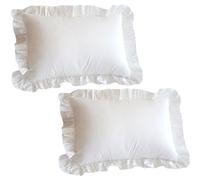Pillow Shams 2Pcs 19x29 Inch White Pillow Covers with Ruffled Edge Soft & Comfortable Easy Wash Polyester Cases for Home, Hotel, Dorm, Bed Shams