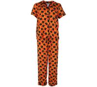 Pillow Talk Women's Lounge Around Black Cat Pyjama Set, Medium, Orange