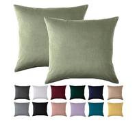 Pillowcase 80x80 Set of 2 - Pillowcase 80 x 80 cm Sage Green For Pillows 100% Microfibre Pillowcase Iron-Free & Wrinkle-Free with Zip Closure